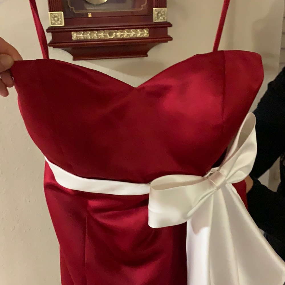 Floor length red bridesmaid dress